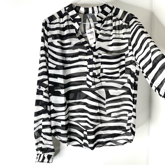 Charlotte Russe Sheer Black White Stripe Blouse NWT - Picture 3 of 6